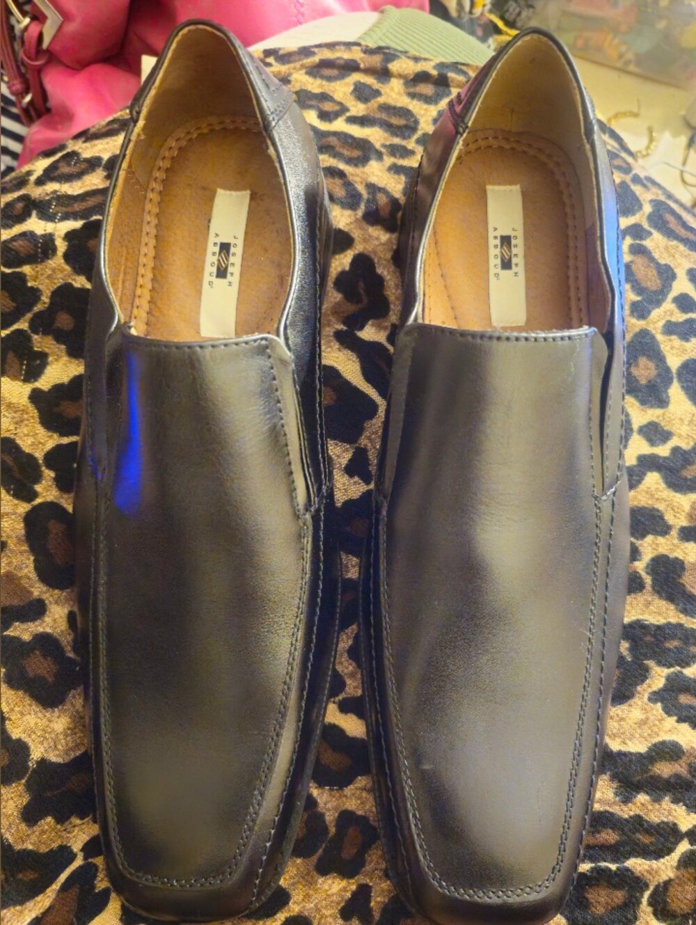 Men's Black Slip-On Leather Derby Loafers